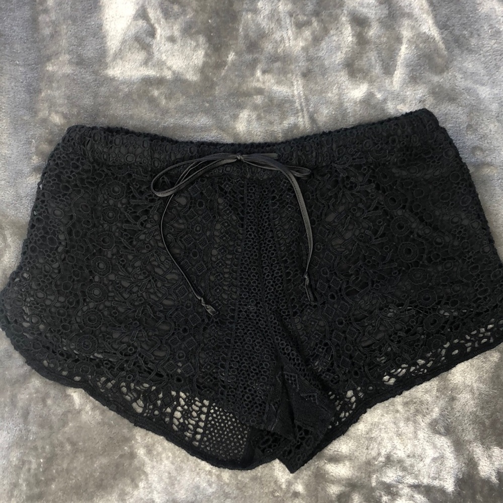 Black Crochet Shorts